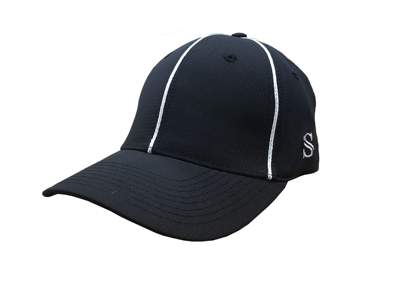 Black football officials hat with white piping